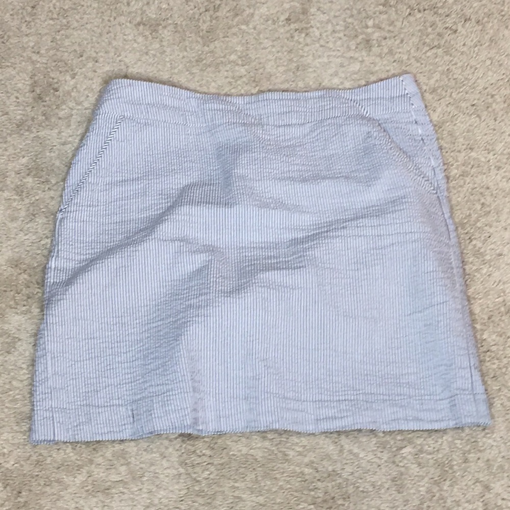 Seersucker Navy and White Mini Skirt